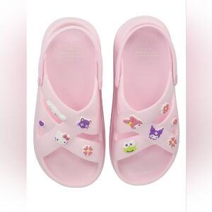 Y2k Hello Kitty by Sanrio Womens Criss-Cross Strap Platform Sandals Baby Pink